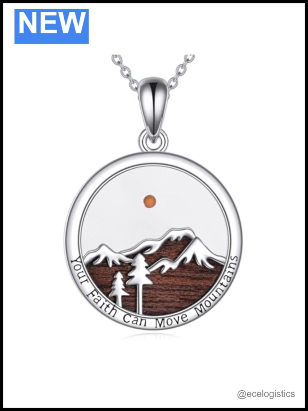 925 Sterling Silver Mountain Pendant Necklace